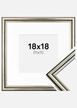 Ramme Horndal Sølv 18x18 cm - Passepartout Hvid 12x12 cm