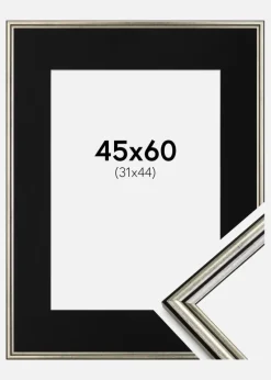 Ramme Horndal Sølv 45x60 cm - Passepartout Sort 32x45 cm