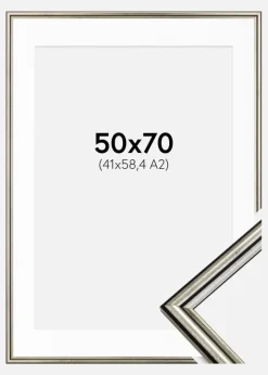 Ramme Horndal Sølv 50x70 cm - Passepartout Hvid 42x59,4 cm (A2)