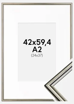Ramme Horndal Sølv 42x59,4 cm (A2) - Passepartout Hvid 25x38 cm
