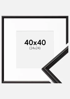 Ramme Horndal Sort 40x40 cm - Passepartout Hvid 25x25 cm