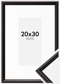 Ramme Horndal Sort 20x30 cm - Passepartout Hvid 10x20 cm