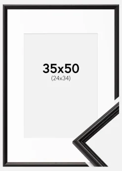 Ramme Horndal Sort 35x50 cm - Passepartout Hvid 25x35 cm