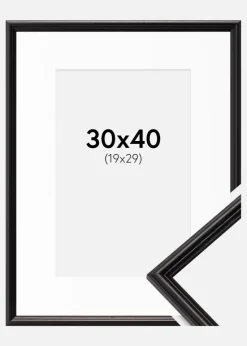 Ramme Horndal Sort 30x40 cm - Passepartout Hvid 20x30 cm