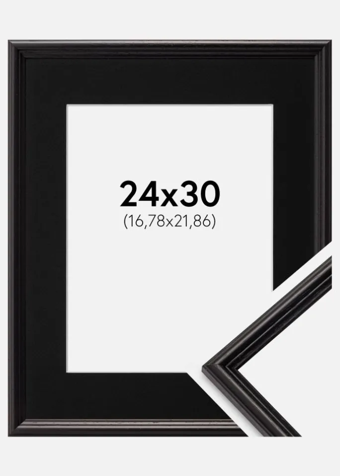 Ramme Horndal Sort 24x30 cm - Passepartout Sort 7x9 inches