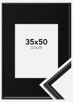 Ramme Horndal Sort 35x50 cm - Passepartout Sort 24x30 cm