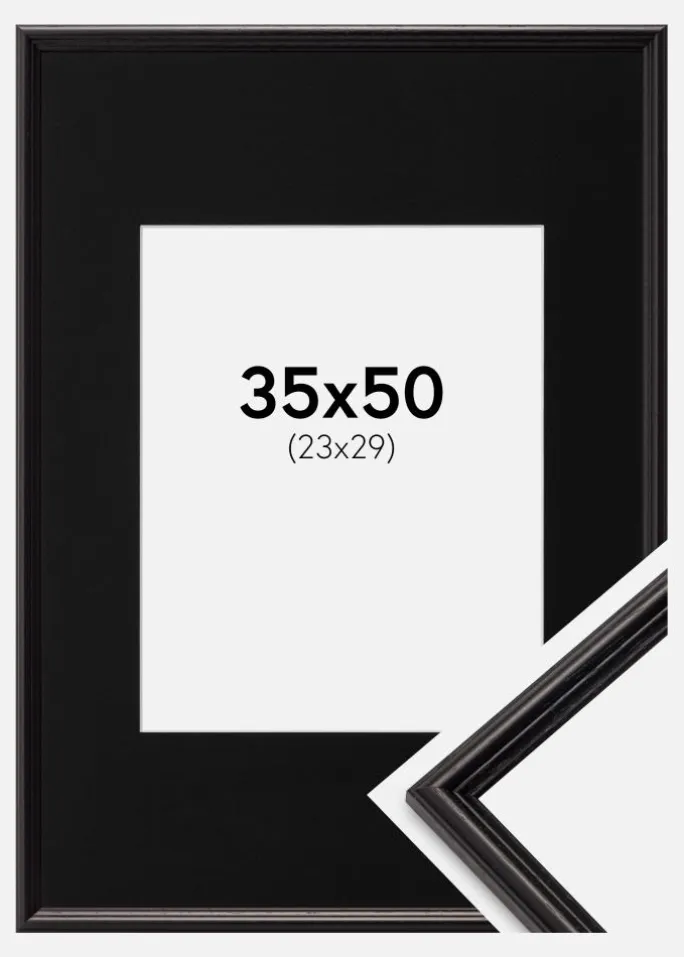 Ramme Horndal Sort 35x50 cm - Passepartout Sort 24x30 cm