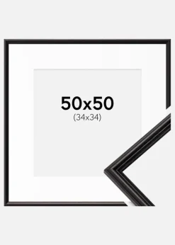 Ramme Horndal Sort 50x50 cm - Passepartout Hvid 35x35 cm