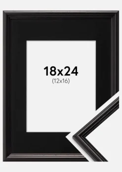 Ramme Horndal Sort 18x24 cm - Passepartout Sort 13x17 cm