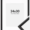 Ramme Horndal Sort 24x30 cm - Passepartout Hvid 7x9 inches