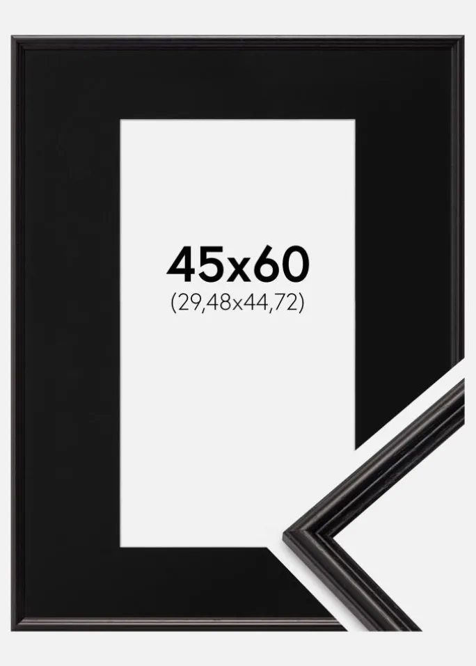 Ramme Horndal Sort 45x60 cm - Passepartout Sort 12x18 inches