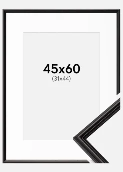 Ramme Horndal Sort 45x60 cm - Passepartout Hvid 32x45 cm