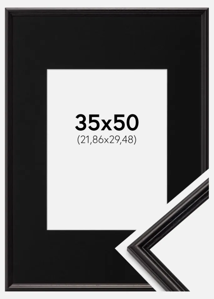 Ramme Horndal Sort 35x50 cm - Passepartout Sort 9x12 inches