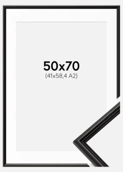 Ramme Horndal Sort 50x70 cm - Passepartout Hvid 42x59,4 cm (A2)
