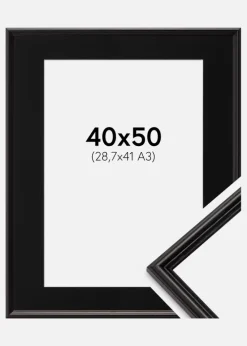 Ramme Horndal Sort 40x50 cm - Passepartout Sort 29,7x42 cm (A3)