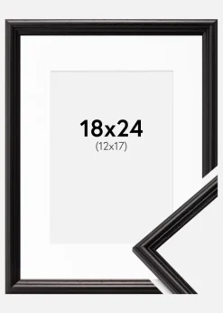 Ramme Horndal Sort 18x24 cm - Passepartout Hvid 13x18 cm