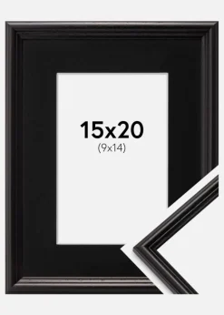 Ramme Horndal Sort 15x20 cm - Passepartout Sort 10x15 cm