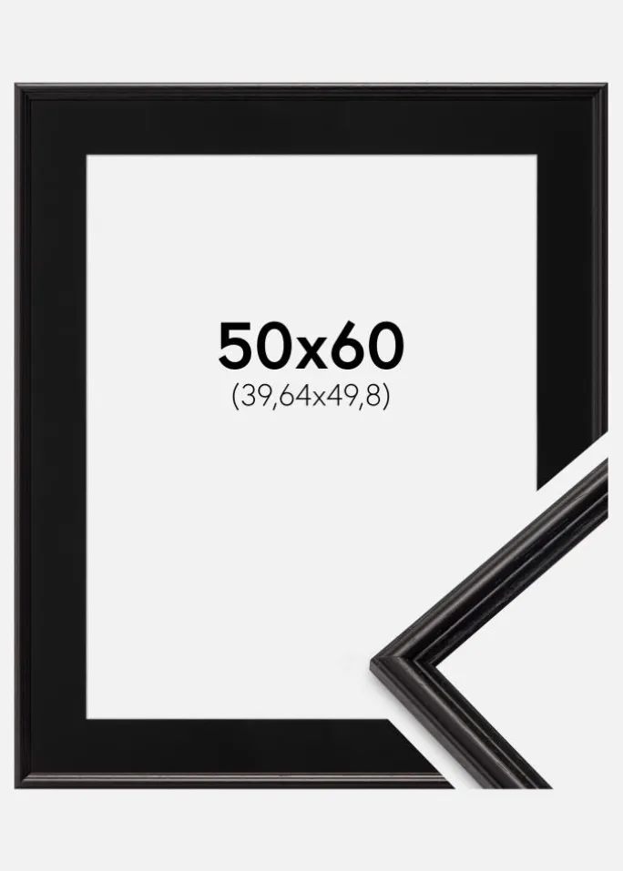 Ramme Horndal Sort 50x60 cm - Passepartout Sort 16x20 inches