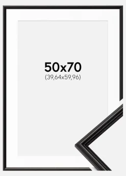 Ramme Horndal Sort 50x70 cm - Passepartout Hvid 16x24 inches