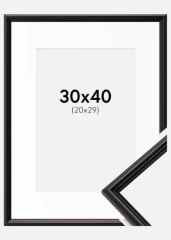 Ramme Horndal Sort 30x40 cm - Passepartout Hvid 21x30 cm