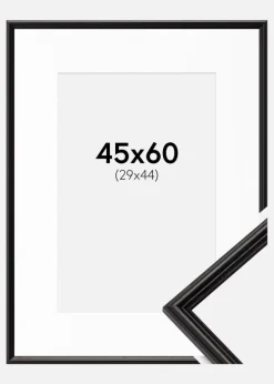 Ramme Horndal Sort 45x60 cm - Passepartout Hvid 30x45 cm