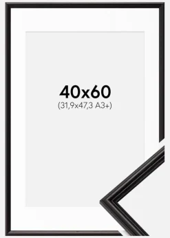 Ramme Horndal Sort 40x60 cm - Passepartout Hvid 32,9x48,3 cm (A3+)