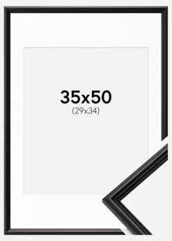 Ramme Horndal Sort 35x50 cm - Passepartout Hvid 30x35 cm