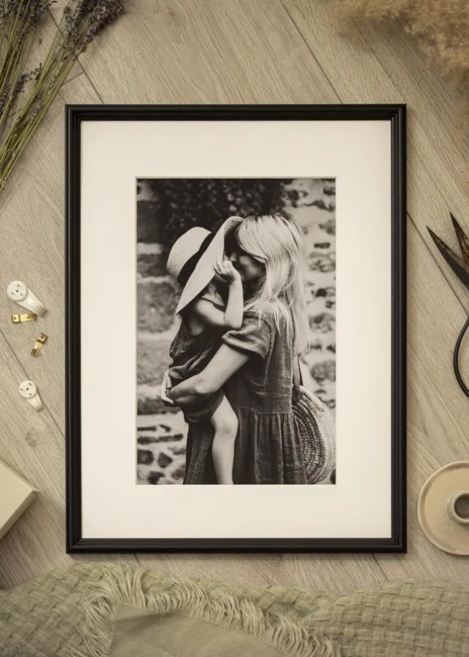 Ramme Horndal Sort 35x50 cm - Passepartout Hvid 30x35 cm