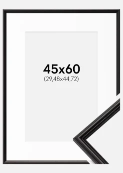 Ramme Horndal Sort 45x60 cm - Passepartout Hvid 12x18 inches