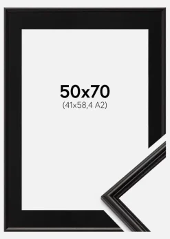Ramme Horndal Sort 50x70 cm - Passepartout Sort 42x59,4 cm (A2)