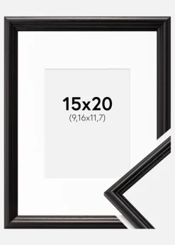 Ramme Horndal Sort 15x20 cm - Passepartout Hvid 4x5 inches