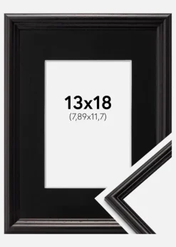 Ramme Horndal Sort 13x18 cm - Passepartout Sort 3,5x5 inches