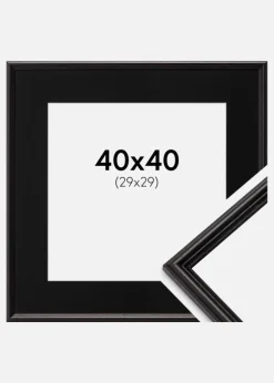 Ramme Horndal Sort 40x40 cm - Passepartout Sort 30x30 cm