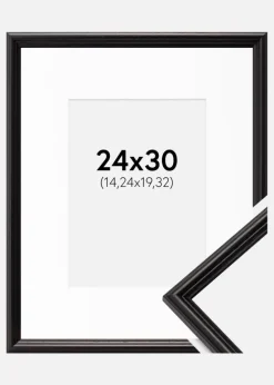 Ramme Horndal Sort 24x30 cm - Passepartout Hvid 6x8 inches