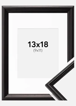 Ramme Horndal Sort 13x18 cm - Passepartout Hvid 10x12 cm