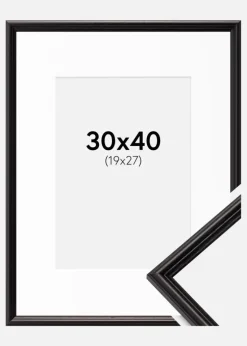 Ramme Horndal Sort 30x40 cm - Passepartout Hvid 20x28 cm