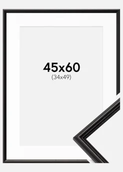 Ramme Horndal Sort 45x60 cm - Passepartout Hvid 35x50 cm