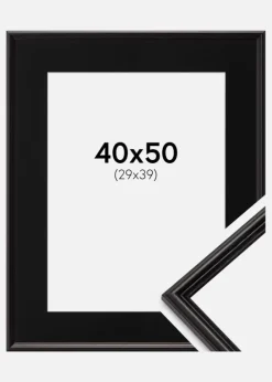 Ramme Horndal Sort 40x50 cm - Passepartout Sort 30x40 cm