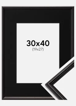 Ramme Horndal Sort 30x40 cm - Passepartout Sort 20x28 cm