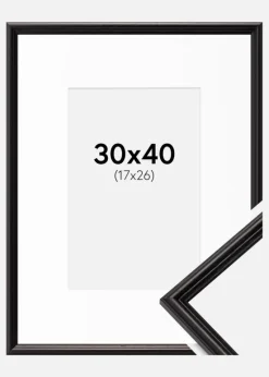 Ramme Horndal Sort 30x40 cm - Passepartout Hvid 18x27 cm