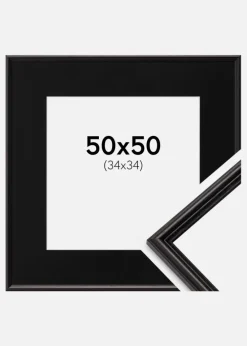 Ramme Horndal Sort 50x50 cm - Passepartout Sort 35x35 cm