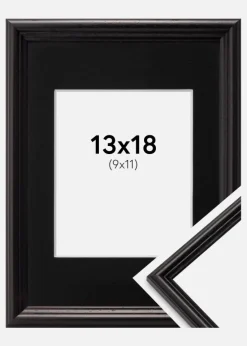 Ramme Horndal Sort 13x18 cm - Passepartout Sort 10x12 cm