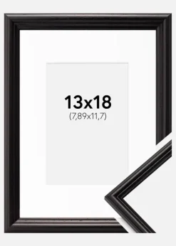 Ramme Horndal Sort 13x18 cm - Passepartout Hvid 3,5x5 inches