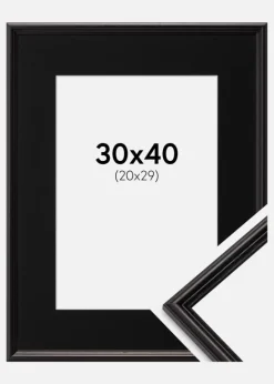 Ramme Horndal Sort 30x40 cm - Passepartout Sort 21x30 cm