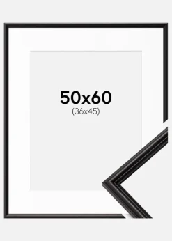 Ramme Horndal Sort 50x60 cm - Passepartout Hvid 37x46 cm