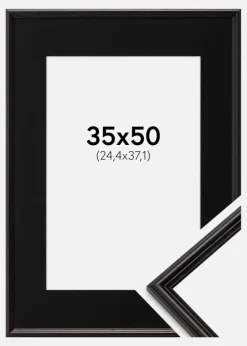 Ramme Horndal Sort 35x50 cm - Passepartout Sort 10x15 inches