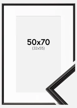 Ramme Horndal Sort 50x70 cm - Passepartout Hvid 33x56 cm