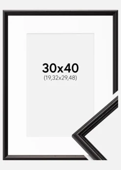 Ramme Horndal Sort 30x40 cm - Passepartout Hvid 8x12 inches