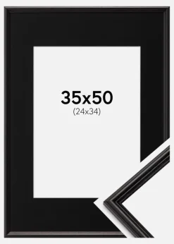 Ramme Horndal Sort 35x50 cm - Passepartout Sort 25x35 cm