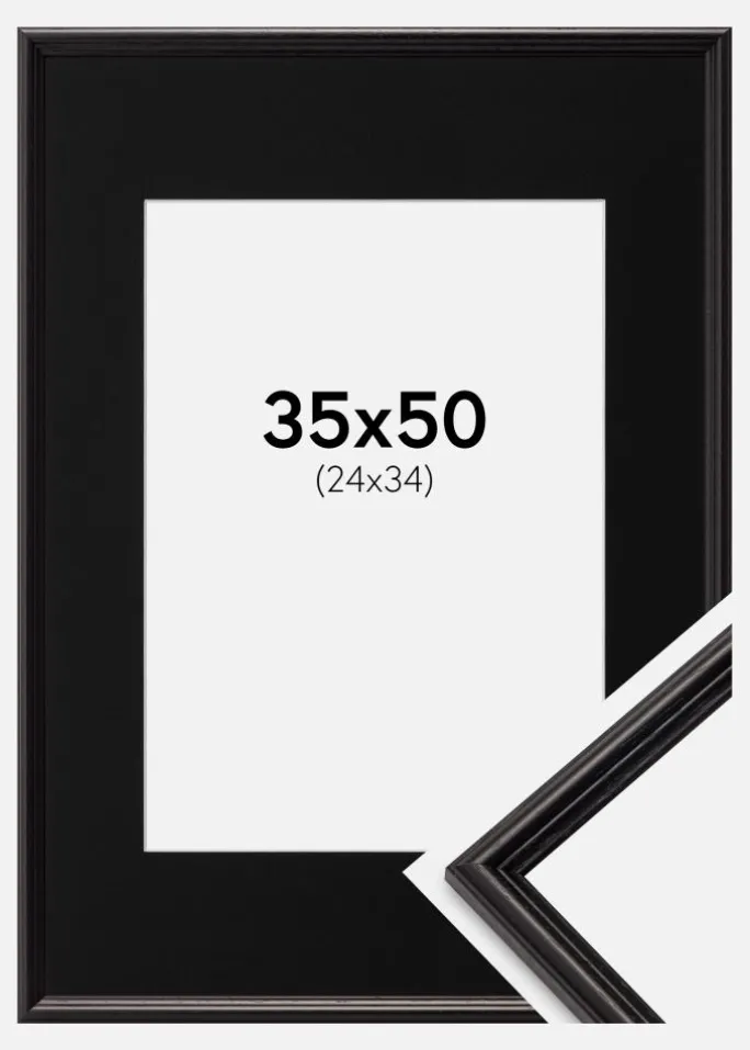 Ramme Horndal Sort 35x50 cm - Passepartout Sort 25x35 cm